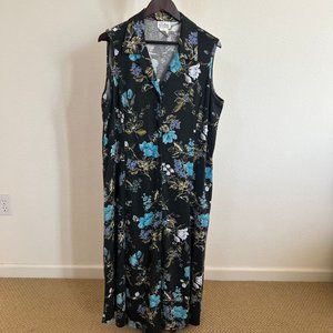 Chelsea Studio Size 18W Floral Knit Sleeveless Button Front Collar Shirt Dress